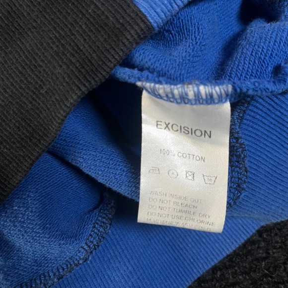 Excision Split Color Hoodie Black Blue Graphic Logo Mens Size M - Picture 4 of 7